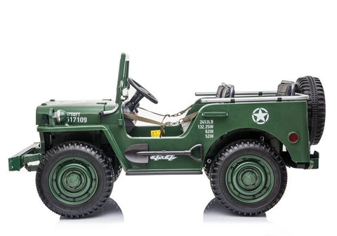 Electric Ride-On Car - 3 Seater 4x4 Army Jeep Willy Style JH101
